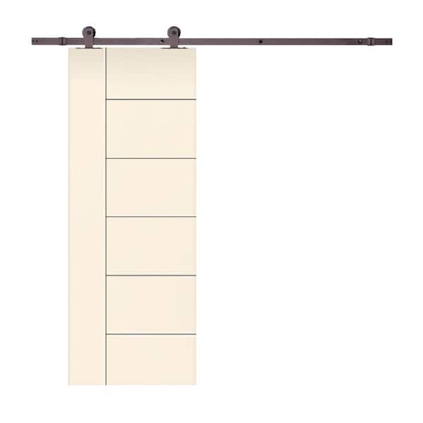 CALHOME Metropolitan 30 in. x 80 in. Beige Stained Composite MDF Paneled Interior Sliding Barn Door with Hardware Kit
