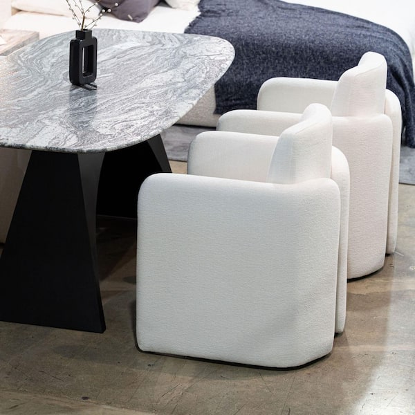 Modrest Hermosa Modern White Fabric Arm Chair