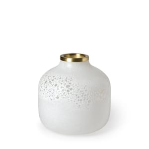Pearl Short White Gold Rim Ceramic Vase
