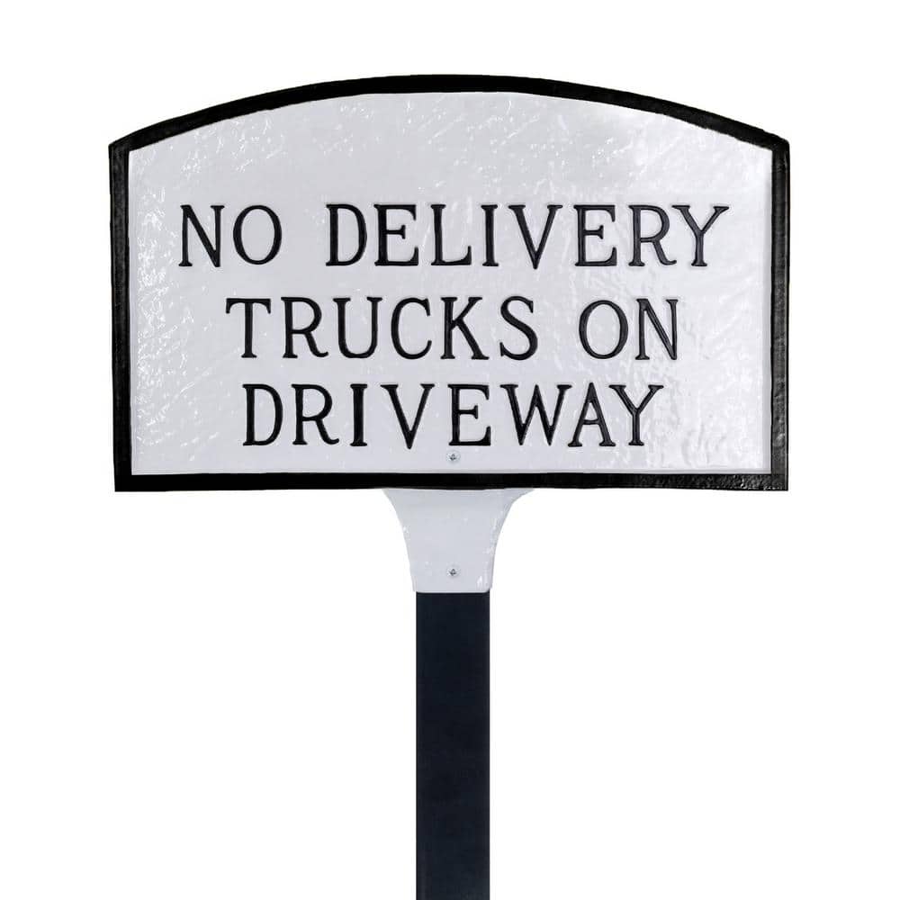 No Delivery Trucks on Driveway Small Arch Statement Plaque with Lawn Stake-White/Black price history on PriceWatchPro