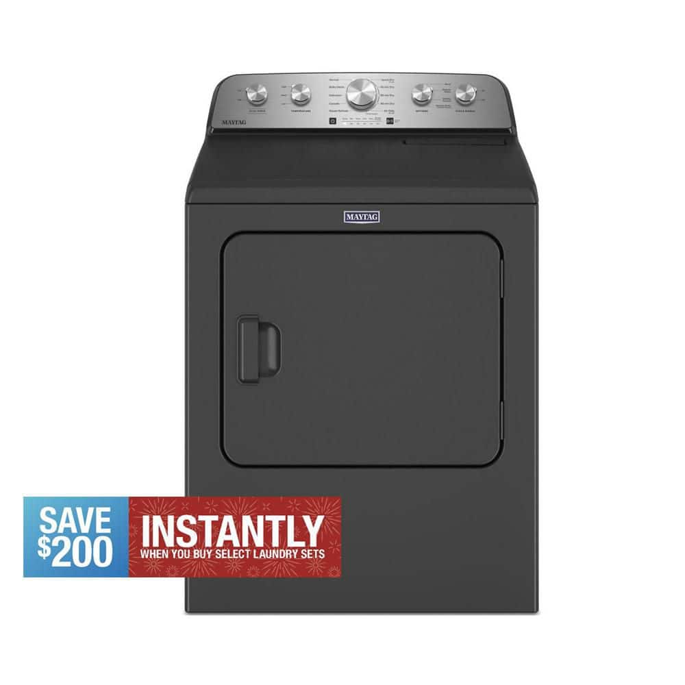 7.0 cu. ft. Vented Top Load Electric Dryer in Volcano Blackwith Steam-Enhanced Cycles