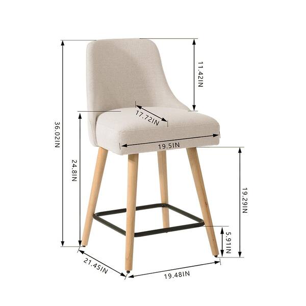 stylewell benfield wood upholstered counter stool with back and seat