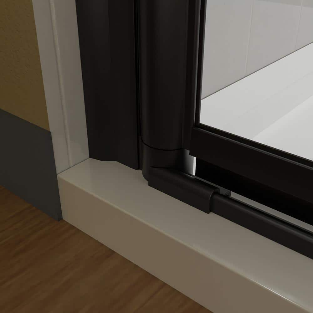 36" x 72" Frameless Black Pivot Shower Door with Clear Glass
