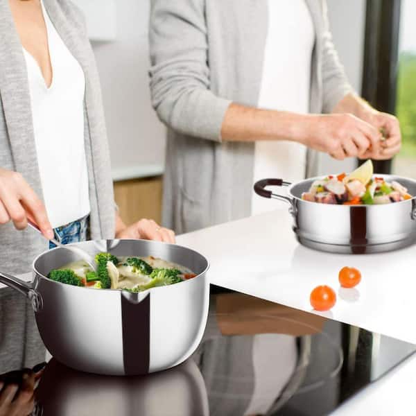 2.5 qt. Ceramic Nonstick Tri-Ply Stainless Steel Sauce Pan in