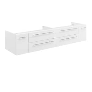 Lucera 72 in. W Wall Hung Doulble Sink Bath Vanity Cabinet Only in White
