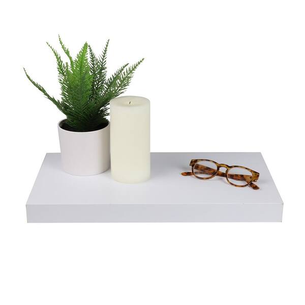 Slim Line 1-Piece 8 in. D x 18 in. L x 1-1/4 in. MDF White Floating Shelf