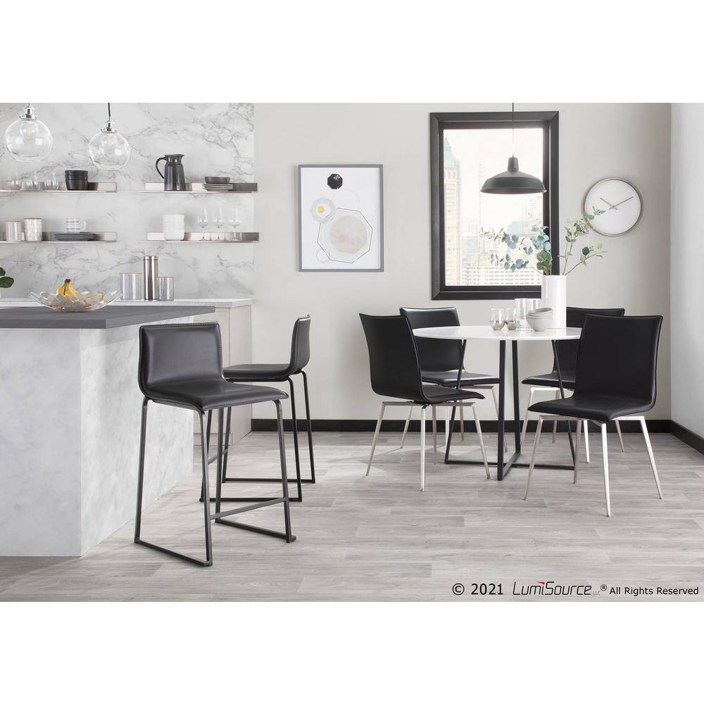 Mara 26" Black Faux Leather and Metal Counter Stools Set