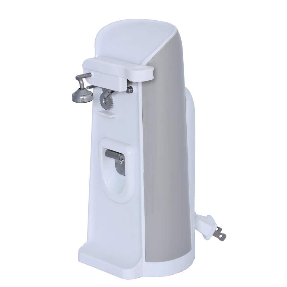 White and Gray Tall Electric Can Opener with Bottle Opener
