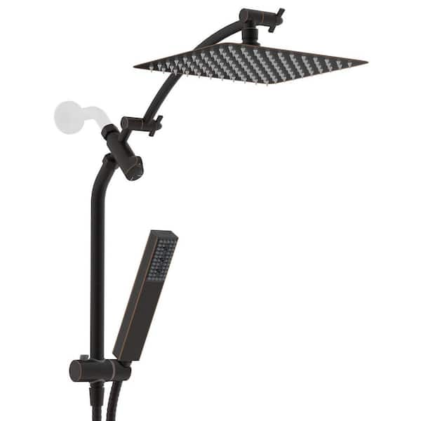 4-spray 10 in. Wall Mount Dual Fixed and Handheld Shower Head 1.8 GPM with Height-Adjustable Hand Shower in ORB Finish