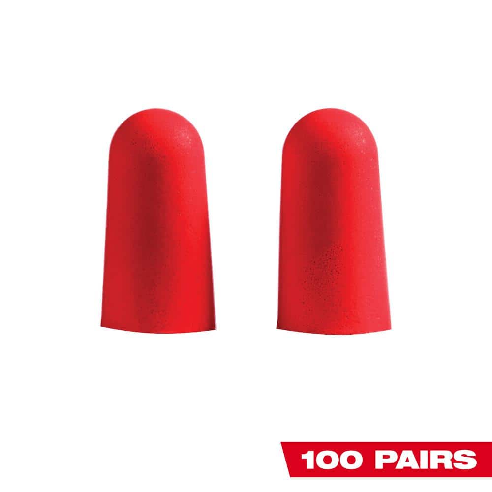 Milwaukee Red Disposable Earplugs (100-Pack) with 32 dB Noise