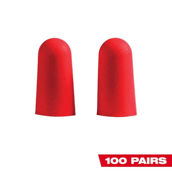 Milwaukee Red Disposable Earplugs (100-Pack) with 32 dB Noise Reduction Rating
