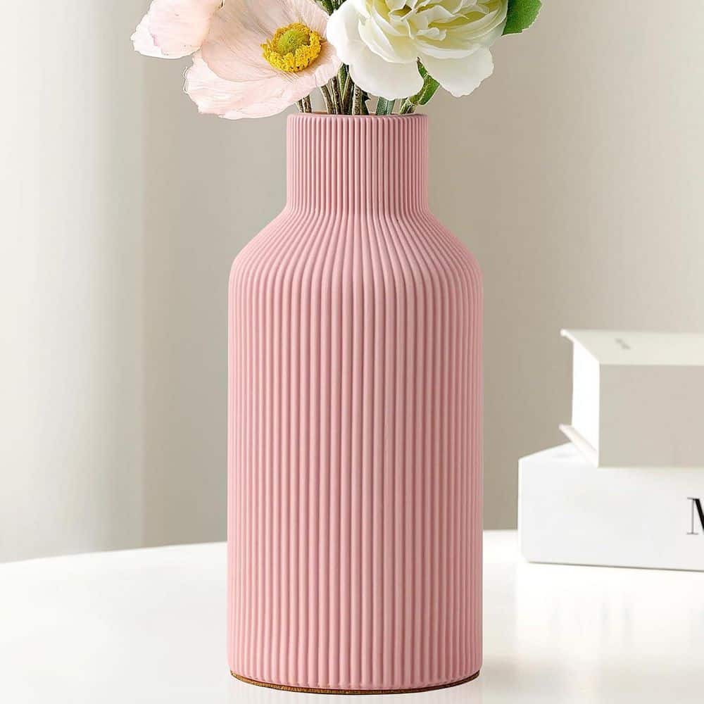8.2 in. Pink Ceramic Decorative Vase YJ00627 - The Home Depot