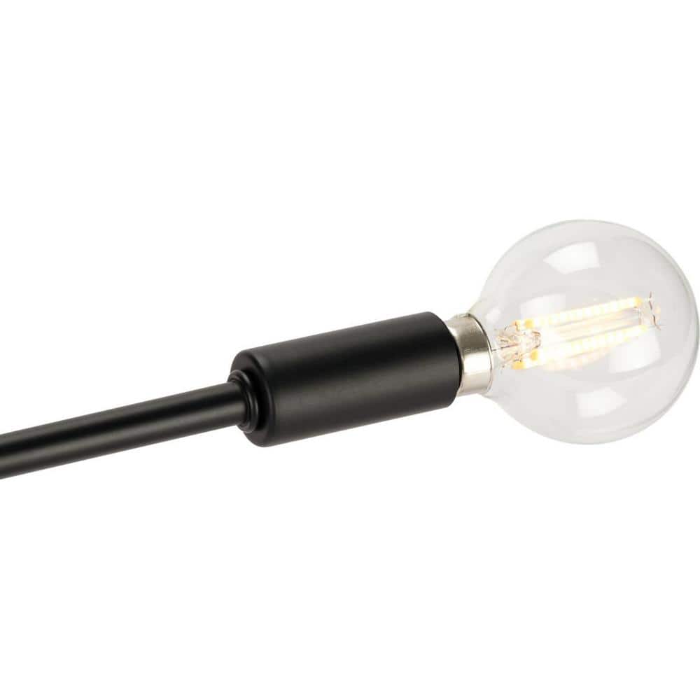 Matte Black 5-Light Semi-Flush Mount with Glass Bulbs