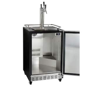 Digital Commercial Undercounter Full Size Beer Keg Dispenser with X-CLUSIVE 3-Tap Commercial Direct Draw Kit Left Hinge