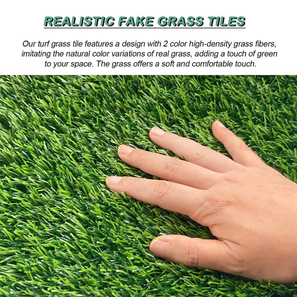 Grass Green Interlocking Artificial Turf Tiles for Indoor Outdoor Use