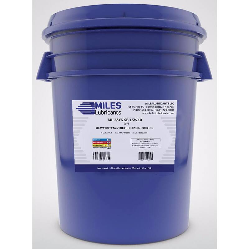 Milesyn SB 15W-40 API CK-4, 5 Gal. Synthetic Blend Diesel Motor Oil Pail