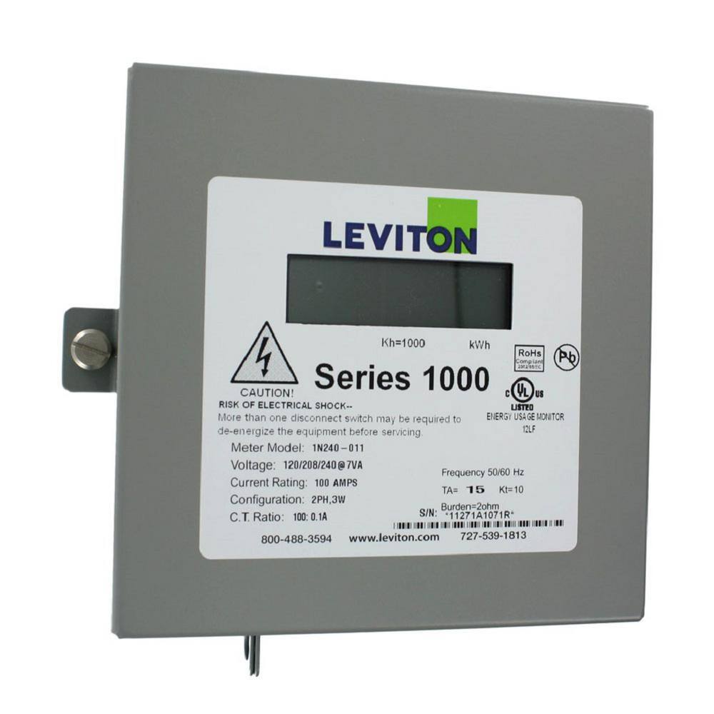 Leviton Single Phase Meter Kit Dual Element Meter 1 8 240 Volt 2ph 3 Watt Indoor Surface Mount Enclosure Gray 1n240 11 The Home Depot