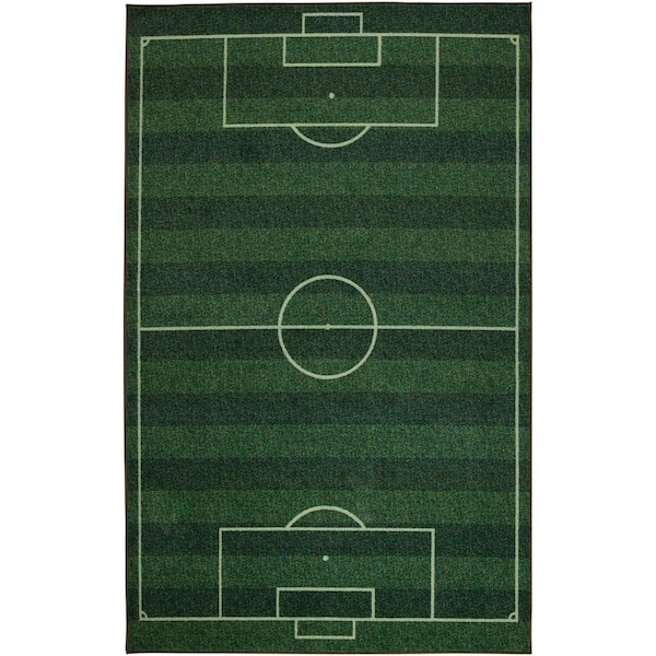 Mohawk Home Soccer Field Green 5 ft. x 8 ft. Contemporary Area Rug