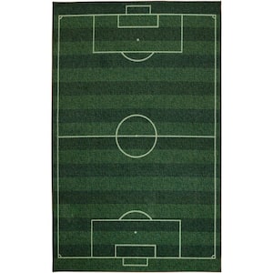 Soccer Field Green 3 ft. 4 in. x 5 ft. Contemporary Area Rug