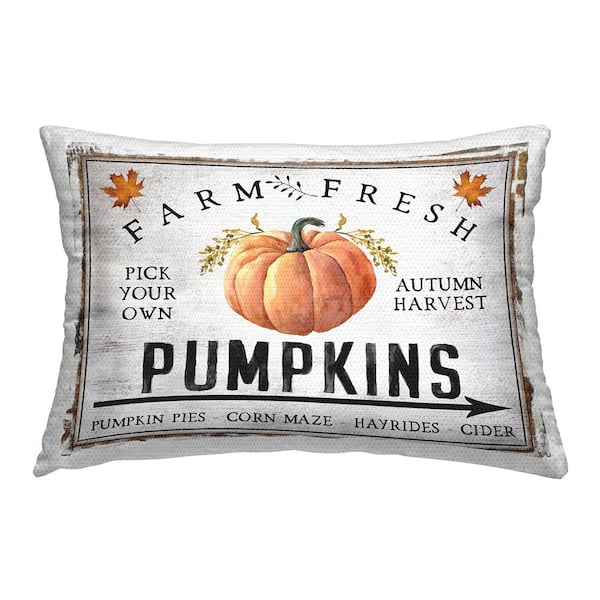 Farm Fresh Pumpkin Orange Rectangular Outdoor Throw Pillow