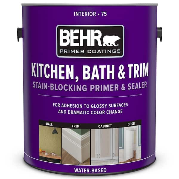 BEHR 1 Gal. White Acrylic Interior Kitchen, Bath, and Trim Stain-Blocking Primer and Sealer