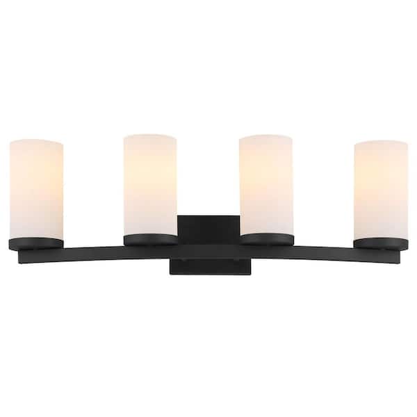 Design House Desta 30 in. W 4-Light Matte Black Vanity Light with Curved Bar