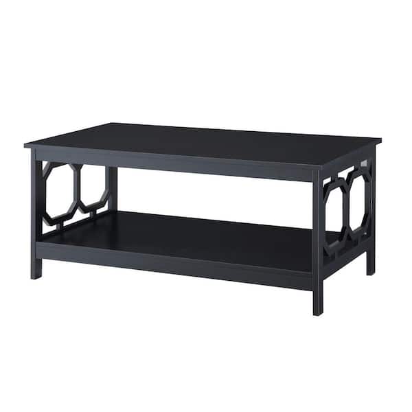 Convenience Concepts Omega 40 in. Black Medium Rectangle Wood Coffee Table with Shelf