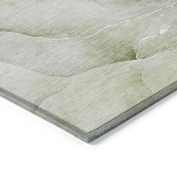 Olive Green 10 ft. x 14 ft. Abstract Indoor / Outdoor Area Rug