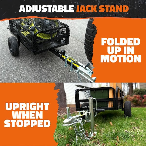 55x30x15 in. Off-Road ATV Utility Trailer with Heavy Duty Tires, Ramp, Attached Jack Stand, Dump Lever, Cover and Net