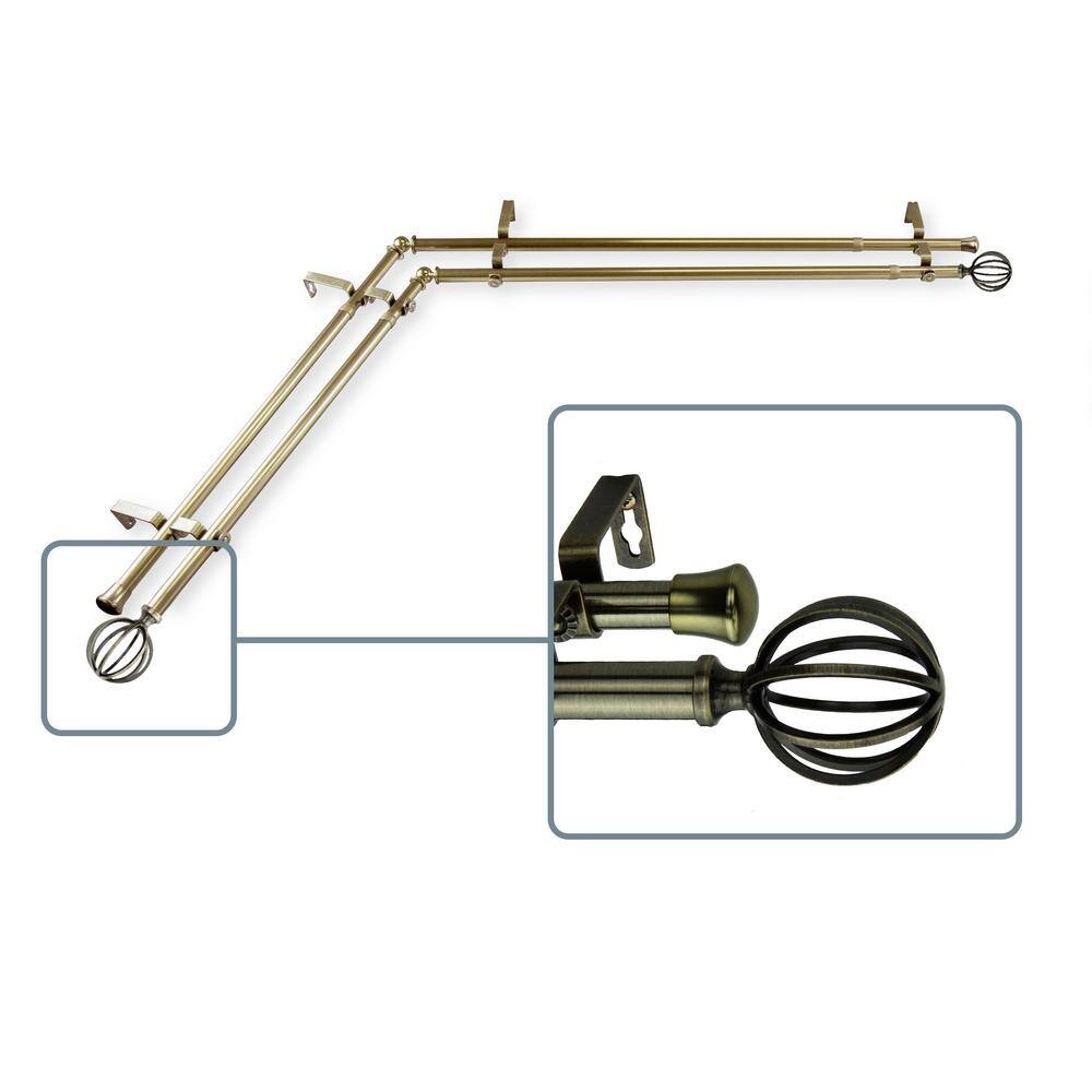 28 in. to 48 in. Adjustable 13/16 in. Corner Window Double Curtain Rod in A