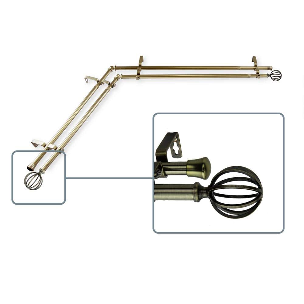 66 in. to 120 in. Adjustable 13/16 in. Corner Window Double Curtain Rod in 