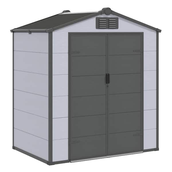 6 ft. W x 4 ft. D Metal Shed with Lockable Double Doors and Built-In Floor (24 sq. ft.)