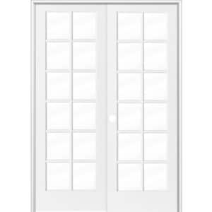 72 in. x 96 in. Craftsman Shaker 12-Lite Right Handed MDF Solid Core Double Prehung French Door