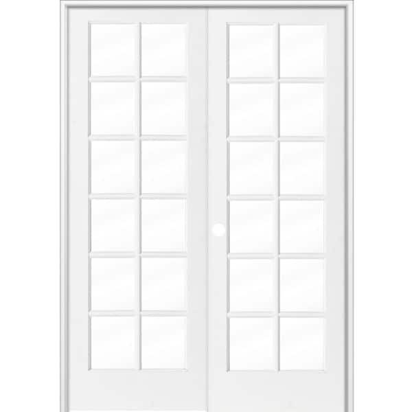 72 in. x 96 in. Craftsman Shaker 12-Lite Right Handed MDF Solid Core Double Prehung French Door