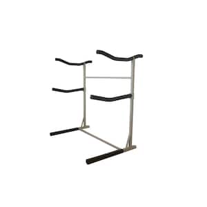 Freestanding Triple Kayak or SUP Rack Storage, Tools-Free Assembly, Pebble Silver Finish