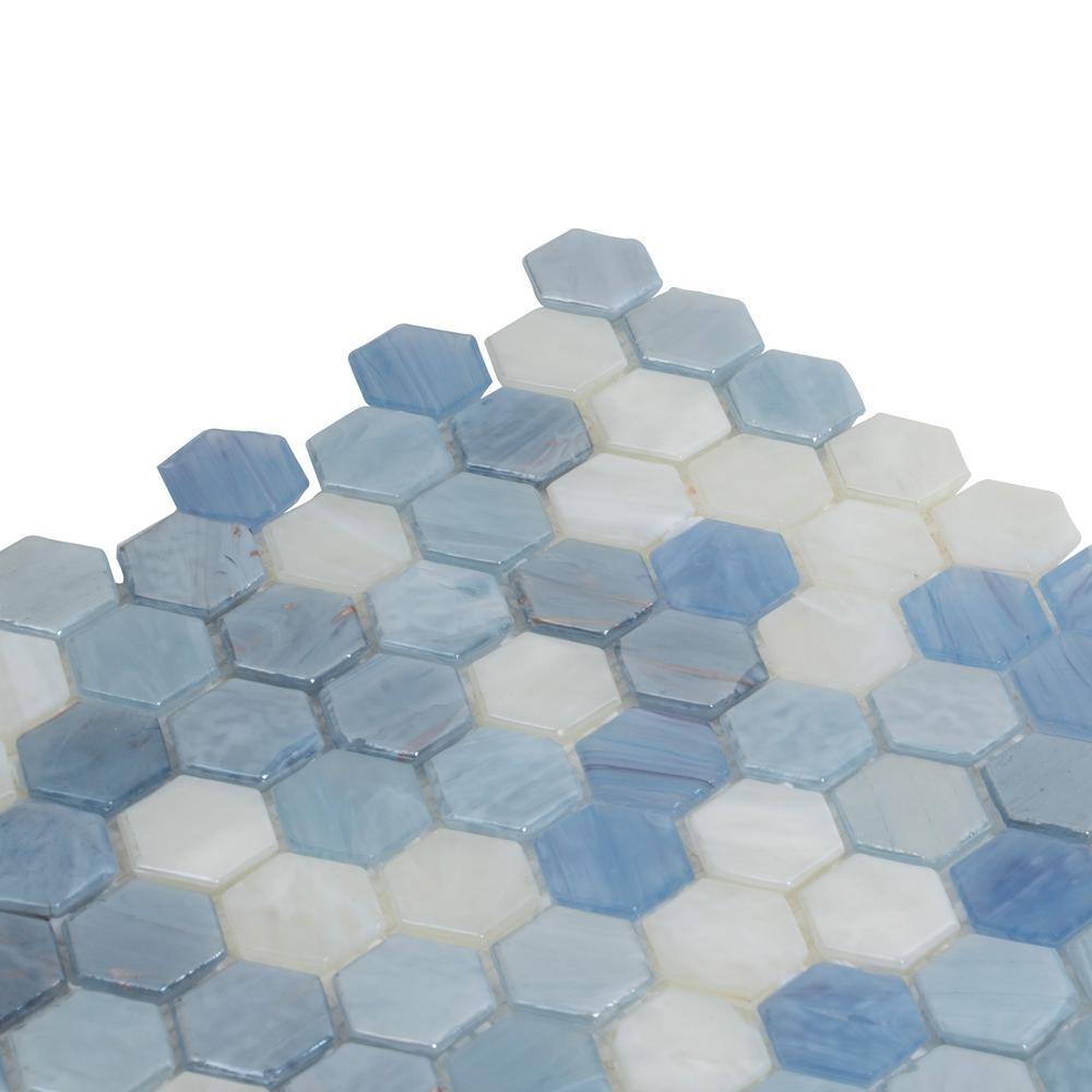 Light Blue Hexagon Glossy Glass Mosaic Tile for Kitchen and Bathroom