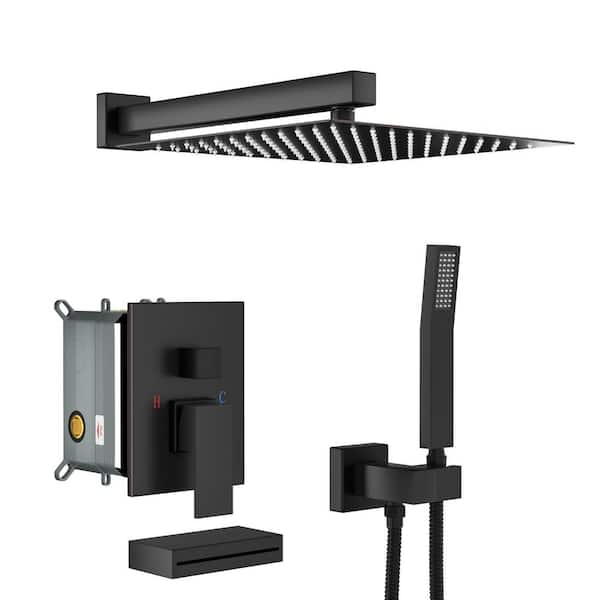 Inner Decor Shay 2-Spray Patterns with 1.8 GPM 12 in. Wall Mount Dual Shower Heads in Oil Rubbed Bronze