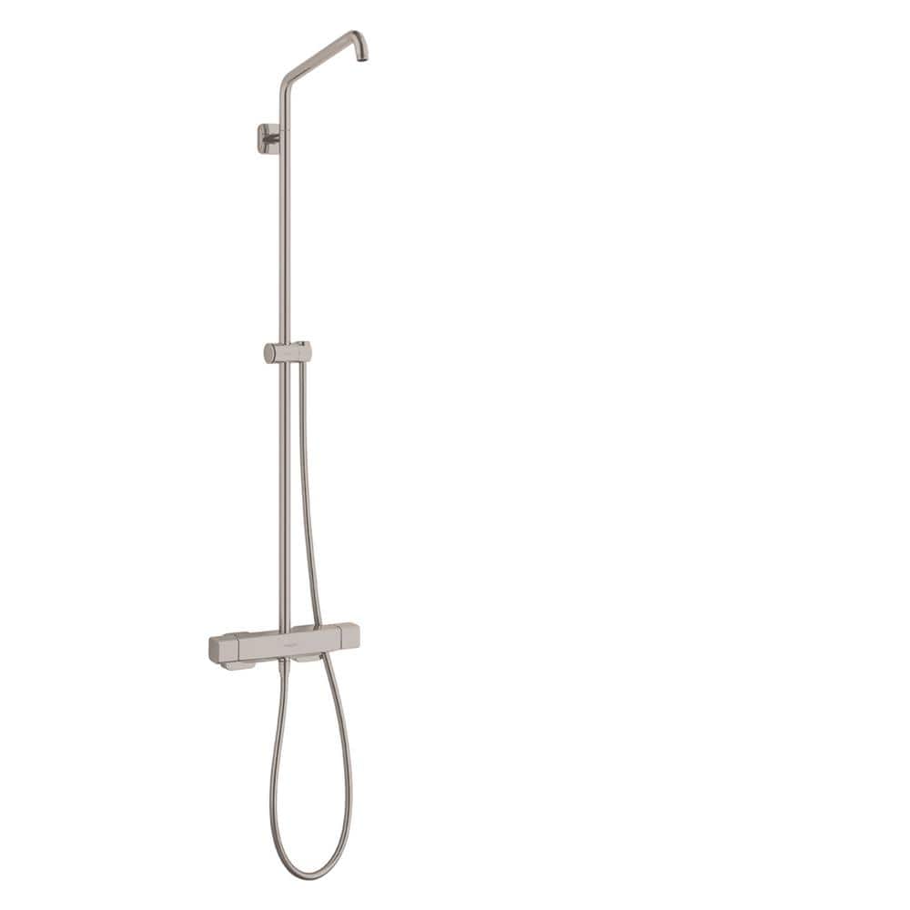 Hansgrohe Croma E 0-Spray Patterns 47.68 in. Wall Mount Dual Shower Heads and Handheld Shower Head in Brushed Nickel -  26067821