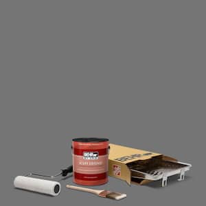 1 gal. #N520-5 Iron Mountain Ultra Extra Durable Flat Interior Paint and 5-Piece Wooster Set All-in-One Project Kit
