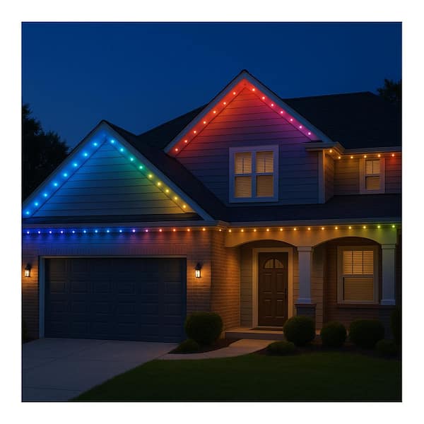 Starfish 72 Light 100 ft. Indoor/Outdoor Plug-In Integrated LED Eave Puck String-Light, 48-Watt RGBTW 120V with Remote