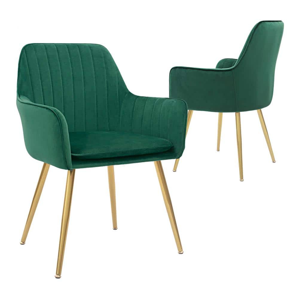 Modern Living Dining Room Accent Arm Chairs Club Guest with Gold Metal Legs