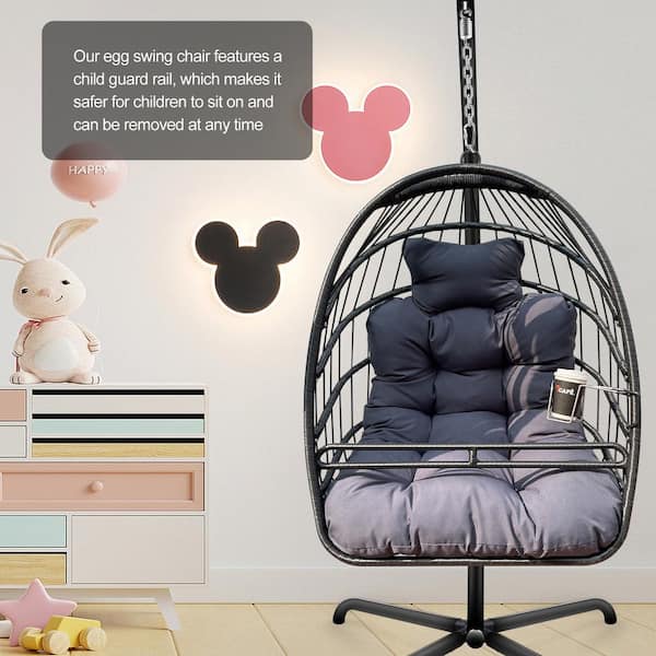 Hammock Chair with Stand Hanging Egg Chair with C Type Bracket, Swing Chair outdoor (Special Construction Cup Holder