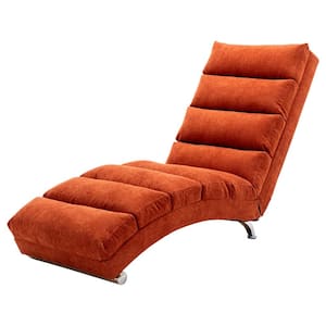 Modern Orange Linen Chaise Lounge for Office or Living Room with Massage Function