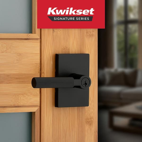 Mirada Matte Black Keyed Entry Door Handle Featuring SmartKey Security