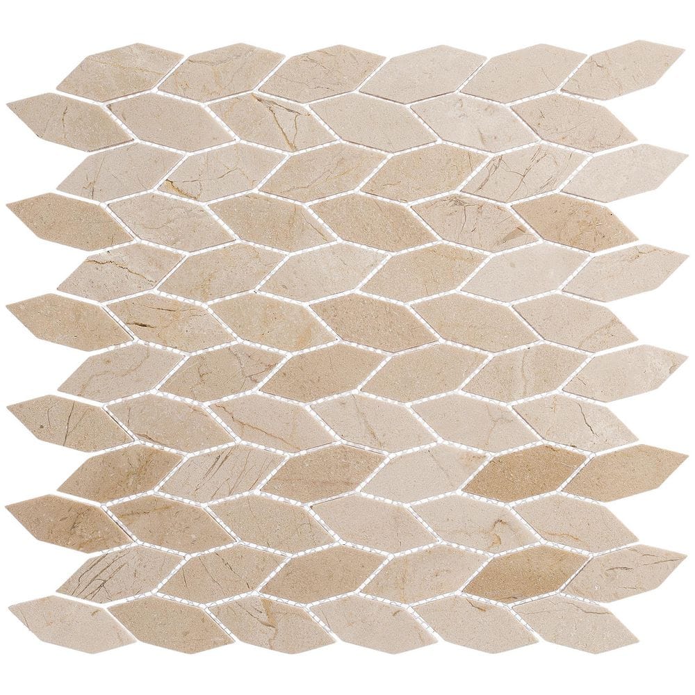 Latte Cream Off-White Natural Stone Geometric Mosaic Tile