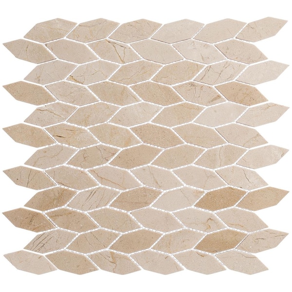 Channing Latte Elongated Hex Cream 4.5 in. x 8.25 in. Smooth Natural Stone Mosaic Wall Tile Sample