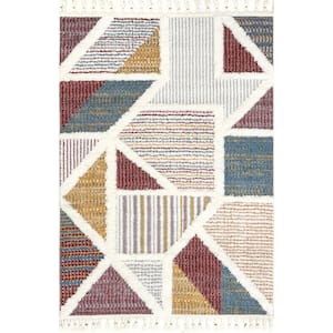 Gillian Mosaic High/Low Kids Tassel Ivory 5 ft. 3 in. x 7 ft. 6 in. Area Rug