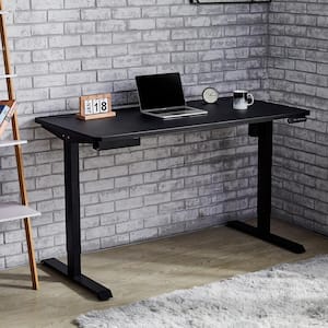 48 in. Retangular Black Standing Computer Desk with Cable Management