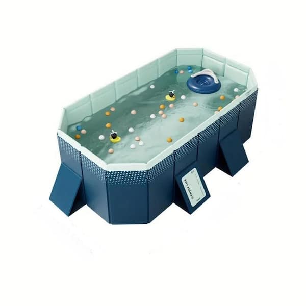 82 in. L x 53 in. W Rectangle Above Ground Folding PVC Pool with 19 in. Depth for Outdoor Patio Beach Garden