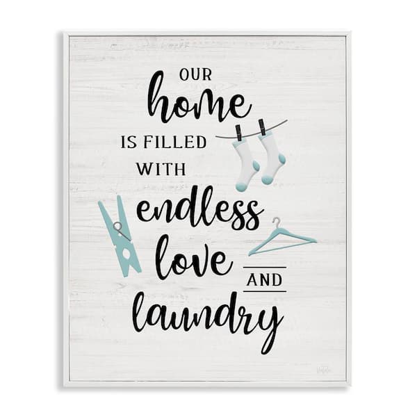 Cursive Love & Laundry by Natalie Carpentieri White Framed Typography Giclee Art Print 20 in. x 16 in.
